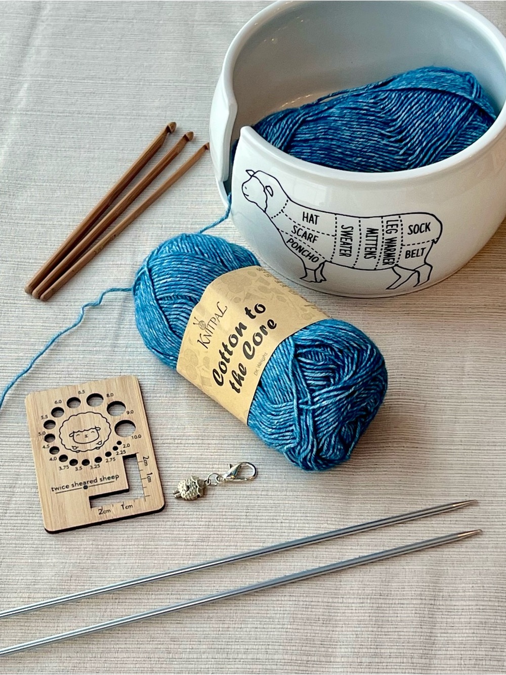 KnitPal Cotton to the Core Yarn Bundle – Blue Jean Color – 3 Skeins